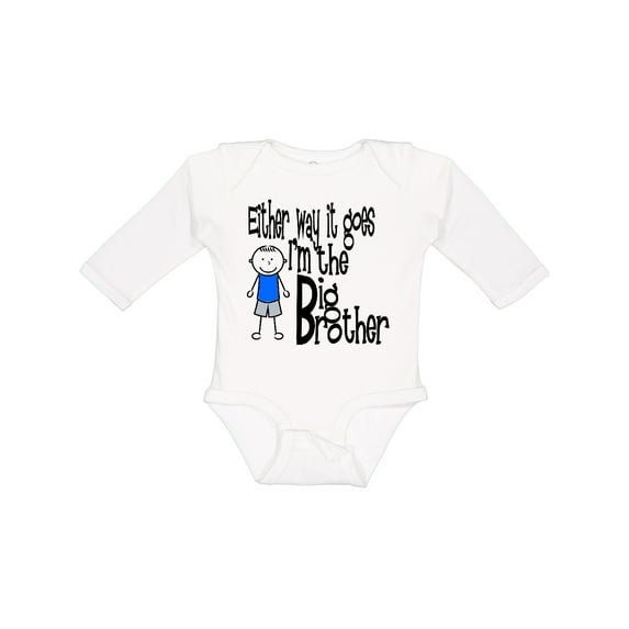 Inktastic Either Way It Goes, I'm the Big Brother Boys Long Sleeve Baby Bodysuit