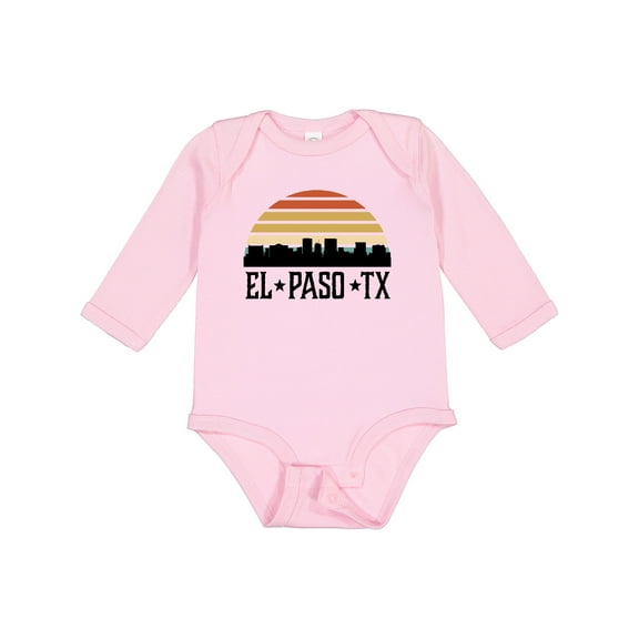 Inktastic El Paso Texas Skyline Retro Boys or Girls Long Sleeve Baby Bodysuit