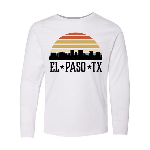 Inktastic El Paso Texas Skyline Retro Long Sleeve Youth T-Shirt