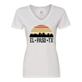 thumbnail image 1 of Inktastic El Paso Texas Skyline Retro Women's V-Neck T-Shirt, 1 of 5