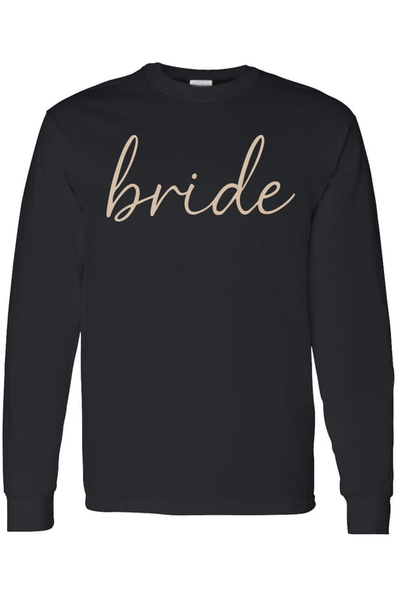 Elegant Bride Script Minimalist Typography Long Sleeve T-Shirt