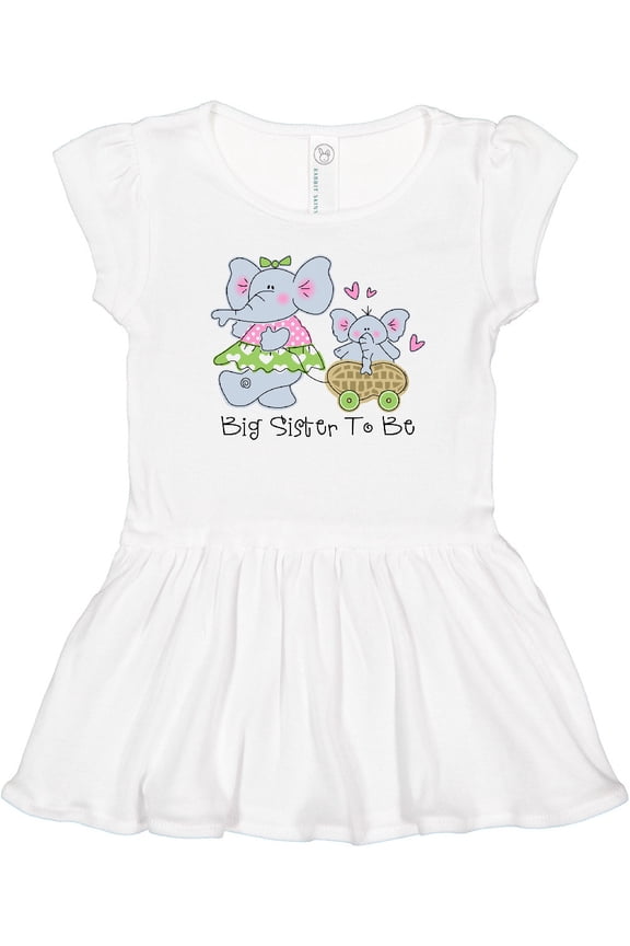 Elephant Future Big Sister Girls Toddler Dress