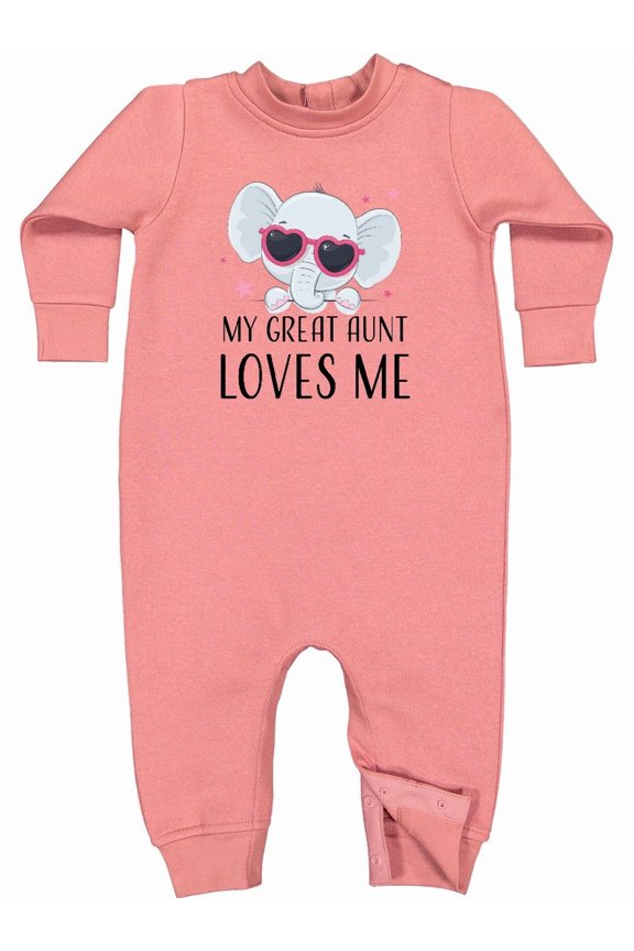 Elephant My Great Aunt Loves Me Baby Fleece Romper