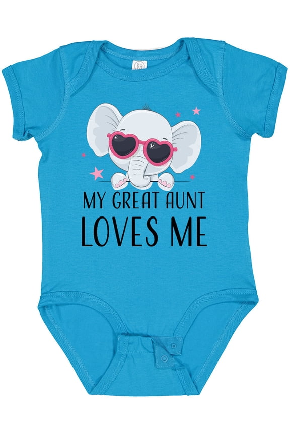 Elephant My Great Aunt Loves Me Boys or Girls Baby Bodysuit