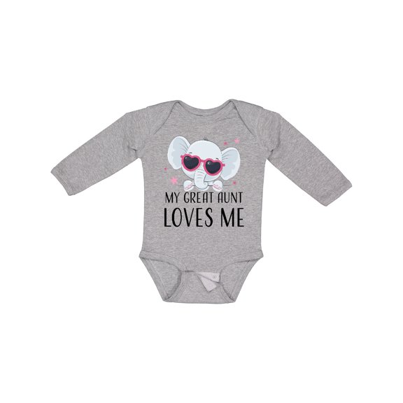 Inktastic Elephant My Great Aunt Loves Me Boys or Girls Long Sleeve Baby Bodysuit