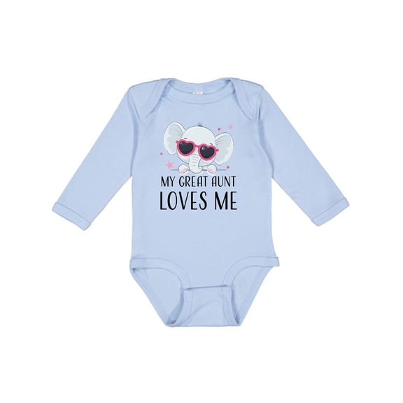 Inktastic Elephant My Great Aunt Loves Me Boys or Girls Long Sleeve Baby Bodysuit