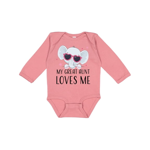 Inktastic Elephant My Great Aunt Loves Me Boys or Girls Long Sleeve Baby Bodysuit