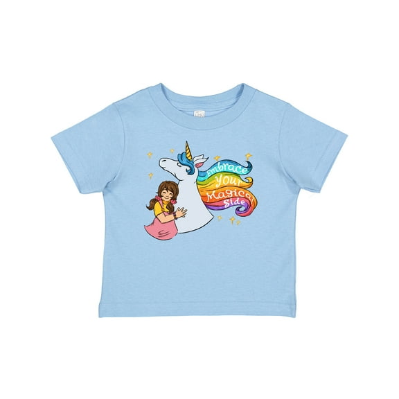 Inktastic Embrace Your Magical Side Girl Hugging A Unicorn Boys or Girls Baby T-Shirt