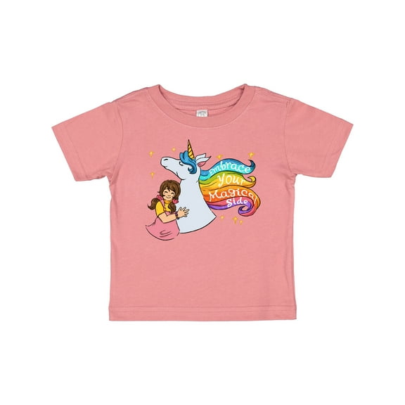 Inktastic Embrace Your Magical Side Girl Hugging A Unicorn Boys or Girls Baby T-Shirt
