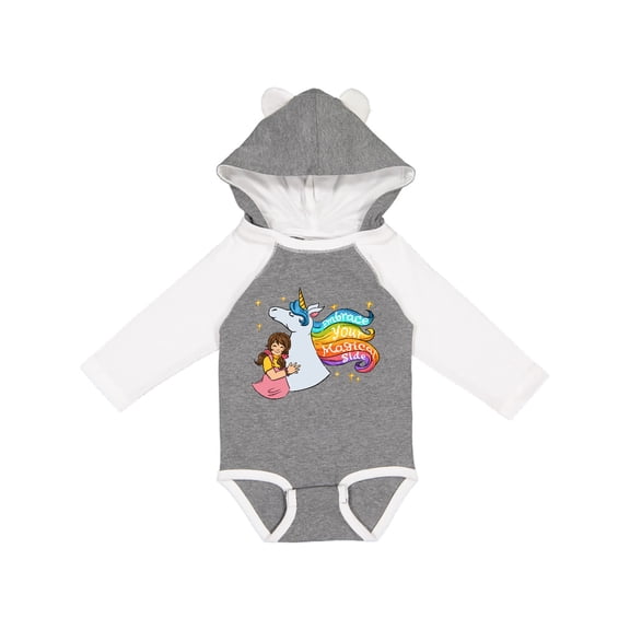 Inktastic Embrace Your Magical Side Girl Hugging A Unicorn Boys or Girls Long Sleeve Baby Bodysuit