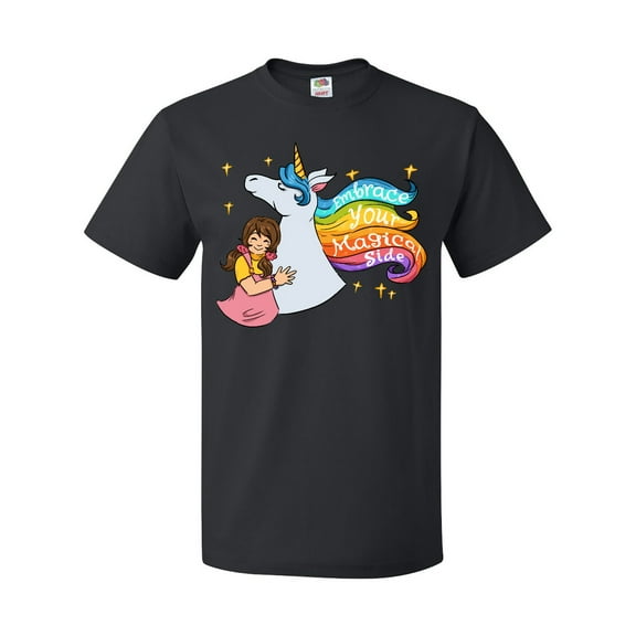 Inktastic Embrace Your Magical Side Girl Hugging A Unicorn T-Shirt
