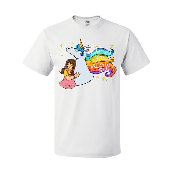 Inktastic Embrace Your Magical Side Girl Hugging A Unicorn T-Shirt