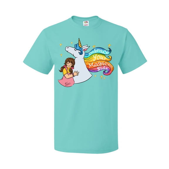 Inktastic Embrace Your Magical Side Girl Hugging A Unicorn T-Shirt