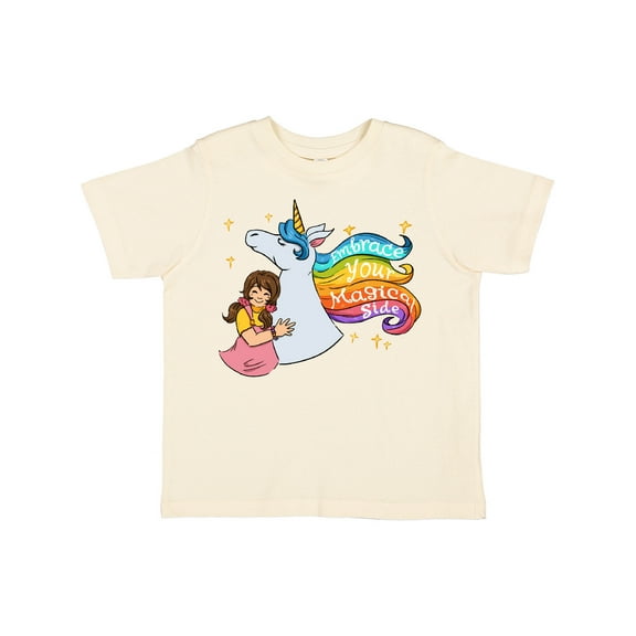 Inktastic Embrace Your Magical Side Girl Hugging a Unicorn Boys or Girls Toddler T-Shirt