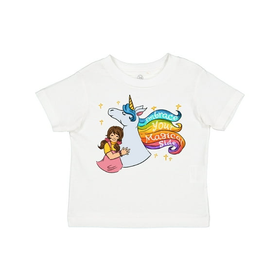 Inktastic Embrace Your Magical Side Girl Hugging a Unicorn Boys or Girls Toddler T-Shirt