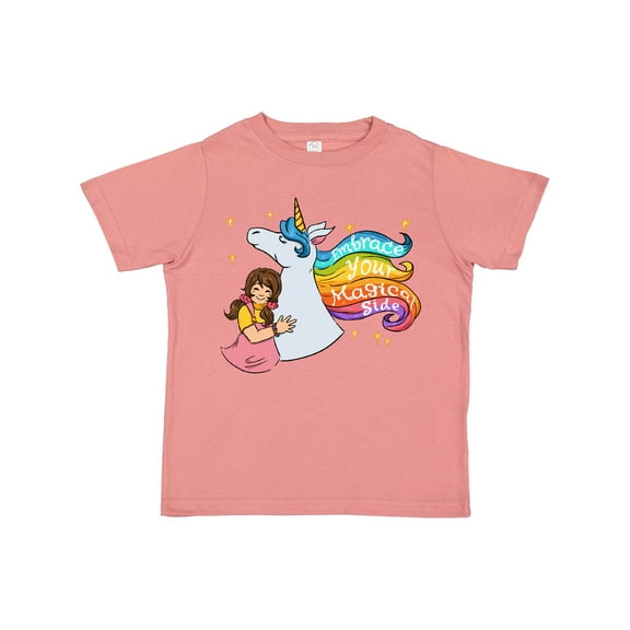Inktastic Embrace Your Magical Side Girl Hugging a Unicorn Boys or Girls Toddler T-Shirt