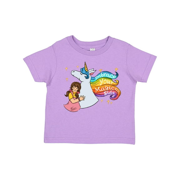 Inktastic Embrace Your Magical Side Girl Hugging a Unicorn Boys or Girls Toddler T-Shirt