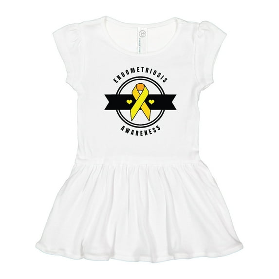 Inktastic Endometriosis Awareness Yellow Ribbon and Banner Girls Toddler Dress