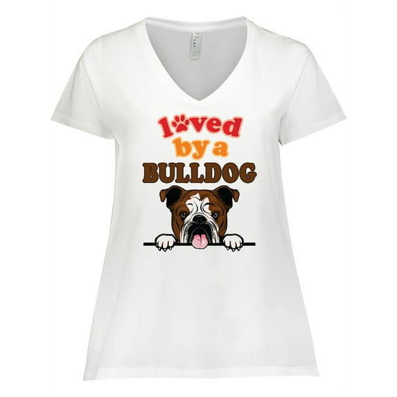 Inktastic English Bulldog Dog Women's Plus Size V-Neck T-Shirt