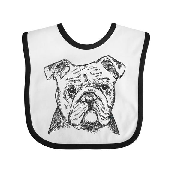 Inktastic English Bulldog Sketch Portrait Boys or Girls Baby Bib