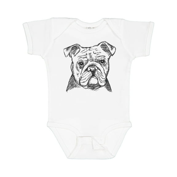 Inktastic English Bulldog Sketch Portrait Boys or Girls Baby Bodysuit