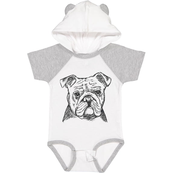 Inktastic English Bulldog Sketch Portrait Boys or Girls Baby Bodysuit