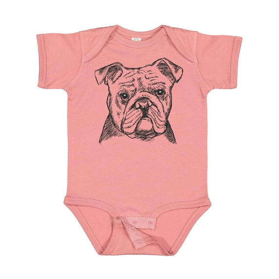 Inktastic English Bulldog Sketch Portrait Boys or Girls Baby Bodysuit