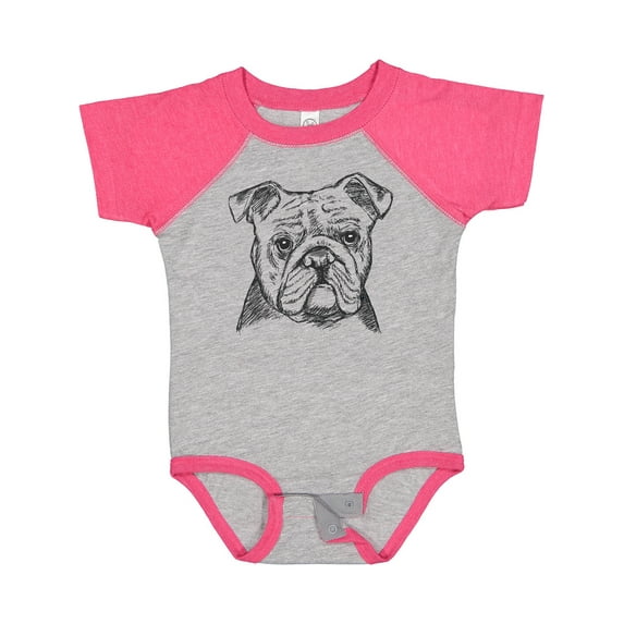 Inktastic English Bulldog Sketch Portrait Boys or Girls Baby Bodysuit