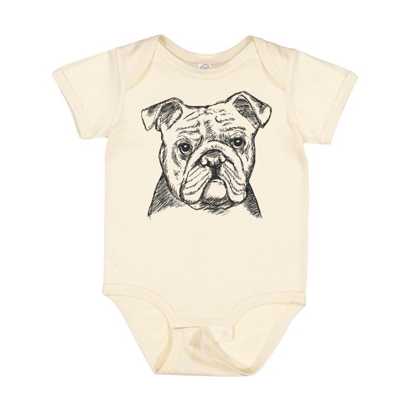 Inktastic English Bulldog Sketch Portrait Boys or Girls Baby Bodysuit