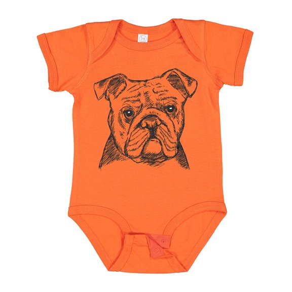 Inktastic English Bulldog Sketch Portrait Boys or Girls Baby Bodysuit