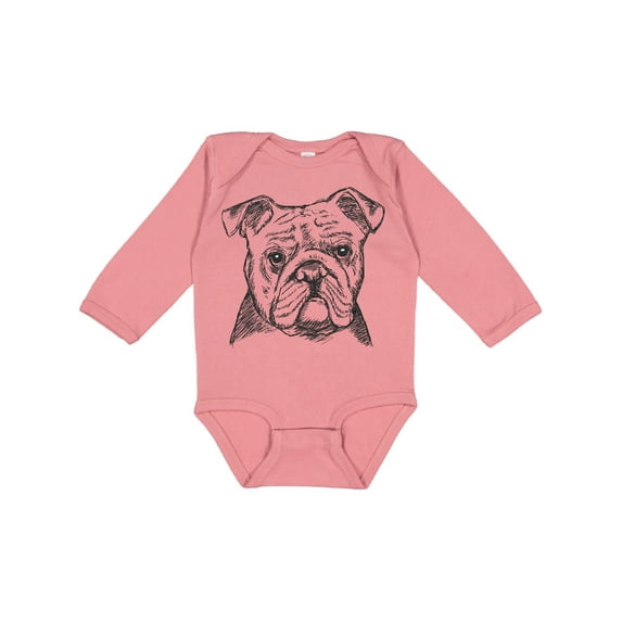 Inktastic English Bulldog Sketch Portrait Boys or Girls Long Sleeve Baby Bodysuit