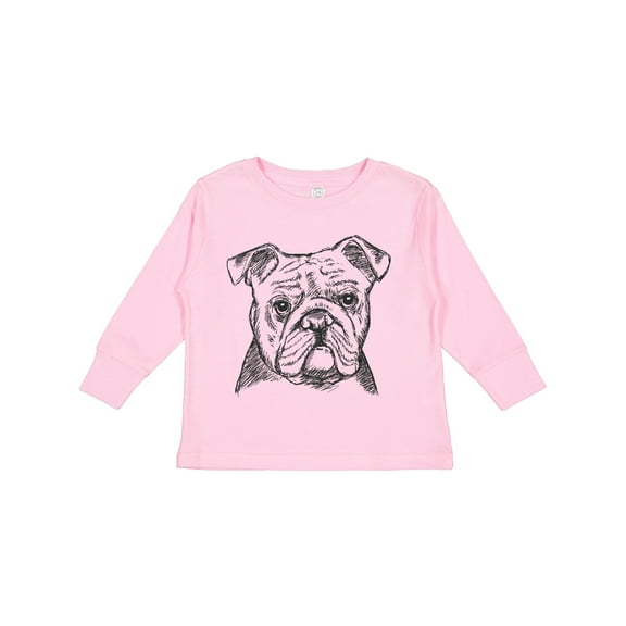 Inktastic English Bulldog Sketch Portrait Boys or Girls Long Sleeve Toddler T-Shirt