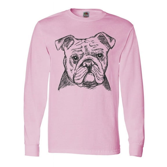 Inktastic English Bulldog Sketch Portrait Long Sleeve T-Shirt