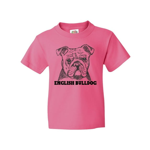 Inktastic English Bulldog Sketch Portrait with Dog Breed Name Youth T-Shirt