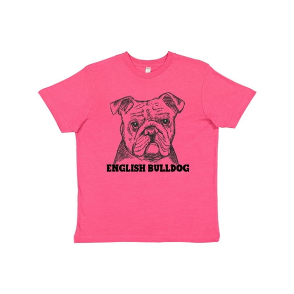 Inktastic English Bulldog Sketch Portrait with Dog Breed Name Youth T-Shirt