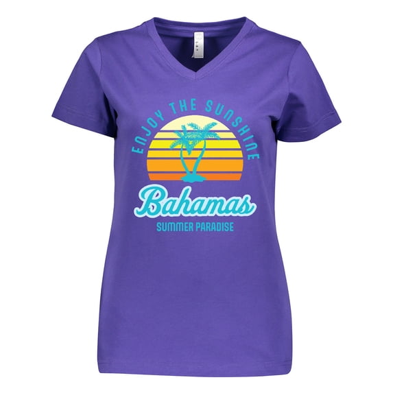 Inktastic Enjoy The Sunshine Bahamas Summer Paradise Women's V-Neck T-Shirt