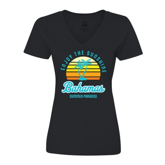Inktastic Enjoy The Sunshine Bahamas Summer Paradise Women's V-Neck T-Shirt