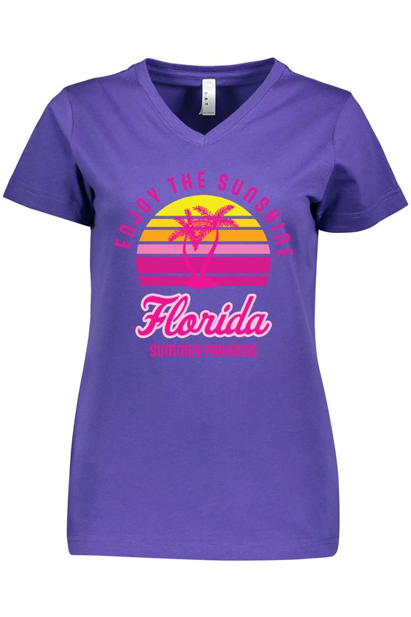 Enjoy The Sunshine Florida Summer Paradise Women's V-Neck T-Shirt