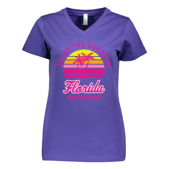 Inktastic Enjoy The Sunshine Florida Summer Paradise Women's V-Neck T-Shirt