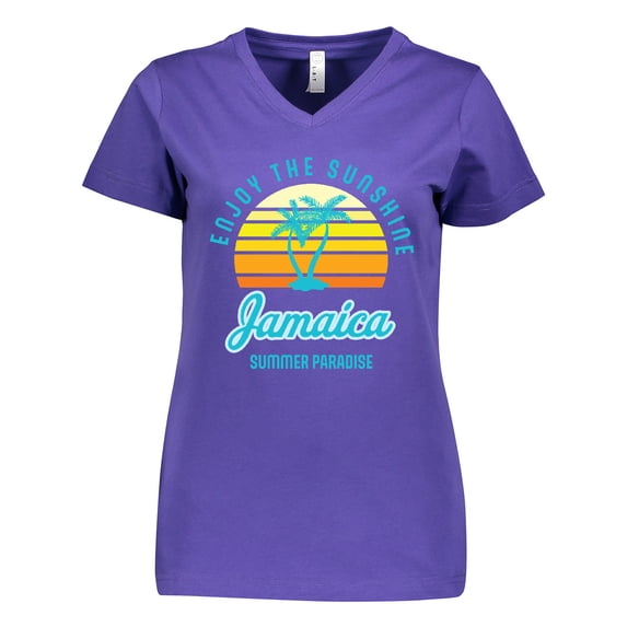 Inktastic Enjoy The Sunshine Jamaica Summer Paradise Women's V-Neck T-Shirt