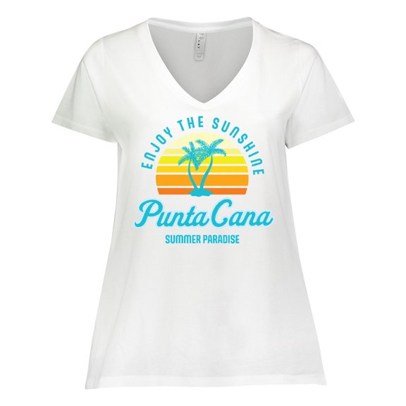 Inktastic Enjoy The Sunshine Punta Cana Summer Paradise Women's Plus Size V-Neck T-Shirt