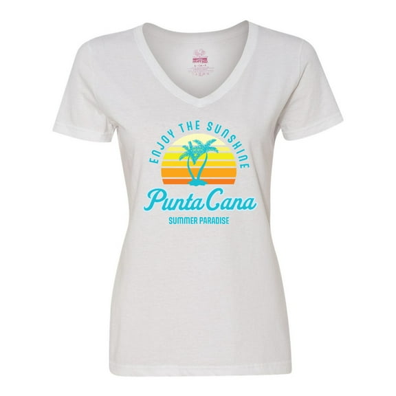 Inktastic Enjoy The Sunshine Punta Cana Summer Paradise Women's V-Neck T-Shirt
