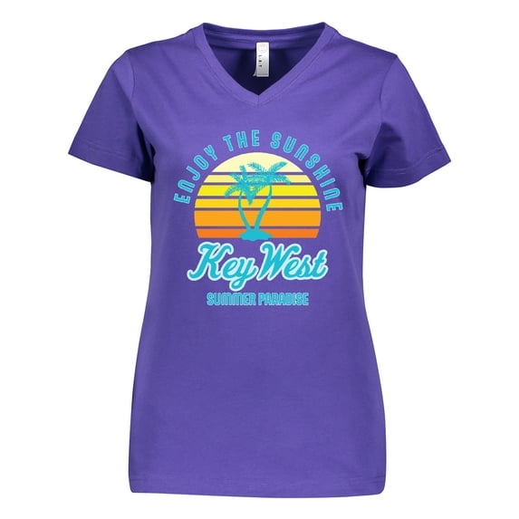 Inktastic Enjoy the Sunshine Key West Summer Paradise Women's V-Neck T-Shirt