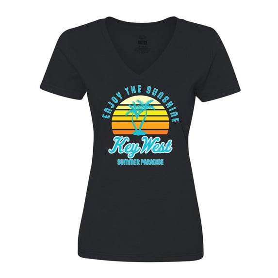 Inktastic Enjoy the Sunshine Key West Summer Paradise Women's V-Neck T-Shirt