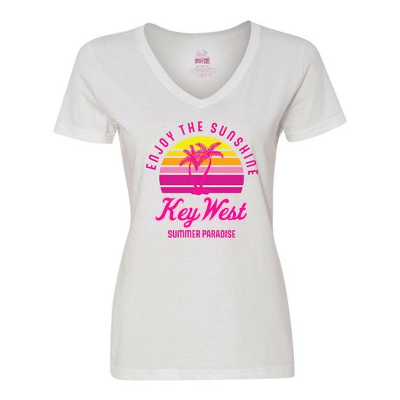 Inktastic Enjoy the Sunshine Key West Summer Paradise Women's V-Neck T-Shirt