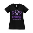 thumbnail image 1 of Inktastic Epilepsy Awareness Month Ribbon Women's Plus Size V-Neck T-Shirt, 1 of 5
