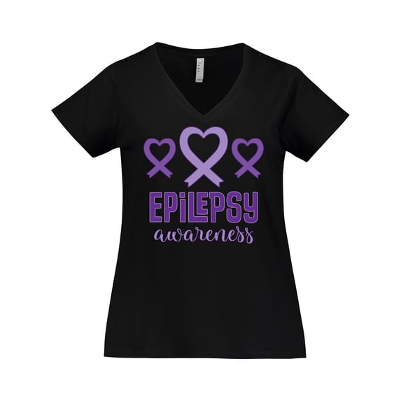 Inktastic Epilepsy Awareness Month Ribbon Women's Plus Size V-Neck T-Shirt