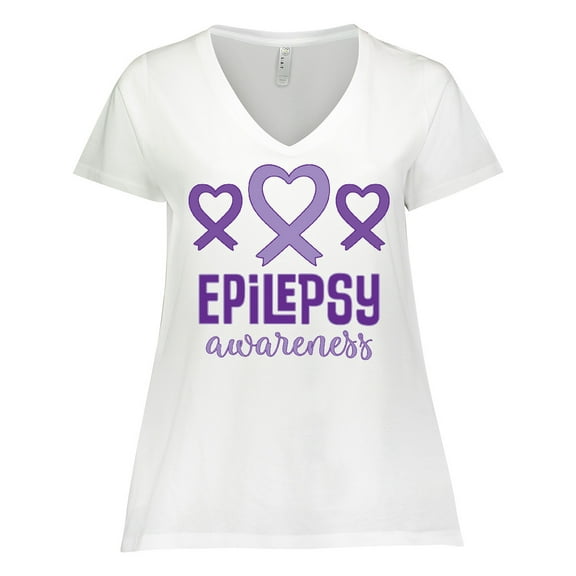 Inktastic Epilepsy Awareness Month Ribbon Women's Plus Size V-Neck T-Shirt