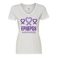 thumbnail image 1 of Inktastic Epilepsy Awareness Month Ribbon Women's V-Neck T-Shirt, 1 of 5