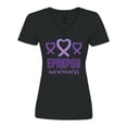 thumbnail image 1 of Inktastic Epilepsy Awareness Month Ribbon Women's V-Neck T-Shirt, 1 of 5